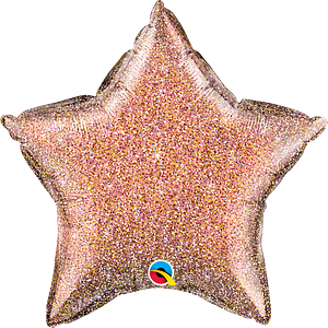 Qualatex 20 Inch Glitter Star Rose Gold Foil Balloon 1ct
