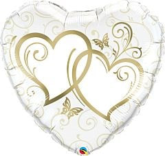 Qualatex Entwined Hearts Gold 36in Foil Balloon