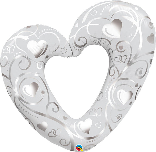 Globo de papel de aluminio blanco perla de 42 pulgadas con corazones