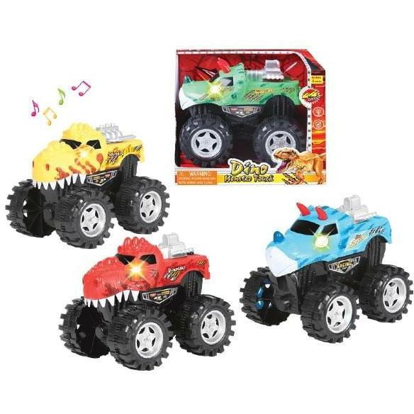 8in Friction Dino Truck Light-Sound - Toy World Inc