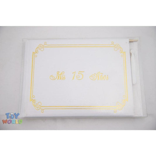 8x6in in Mis quince Guest Book W/Pen Set - White - Toy World Inc