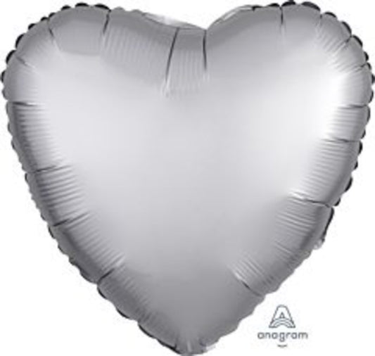 Anagram Luxe Heart Globo metalizado de 17 pulgadas Platino