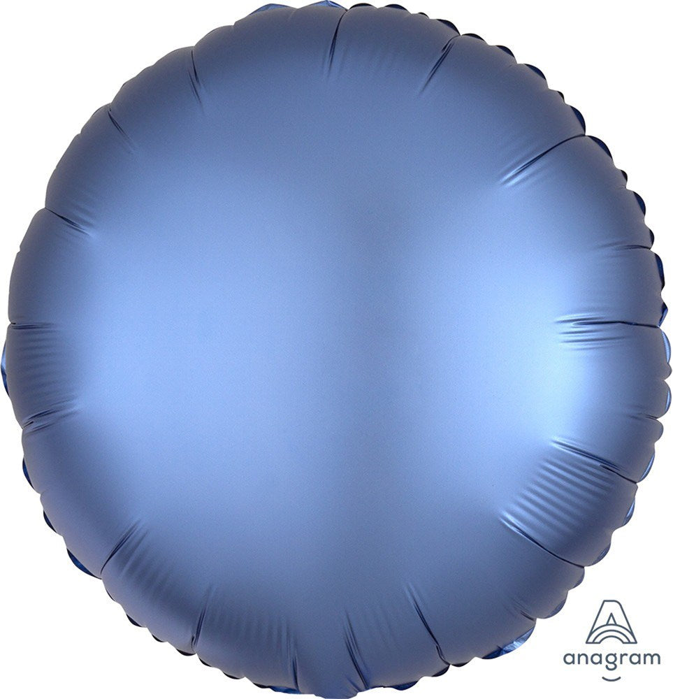 Globo de aluminio redondo de satén azul de lujo de 17 pulgadas PLANO