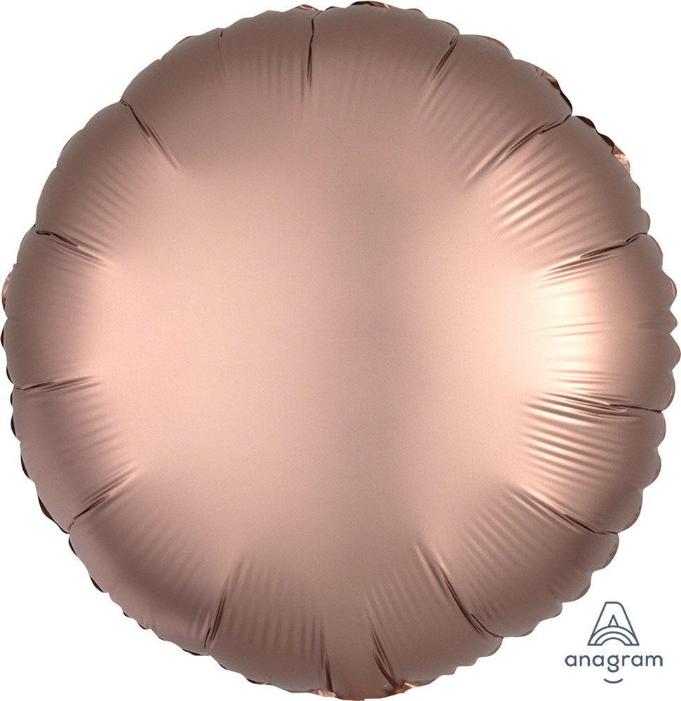Luxe Rose Copper Satin Round 17in Foil Balloon FLAT