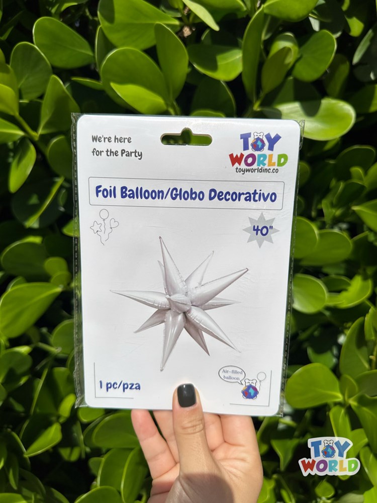 Star Burst Porcelain White 40 inch Foil Balloon 1ct