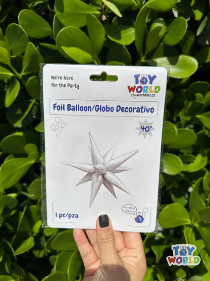 Star Burst Porcelain White 40 inch Foil Balloon 1ct