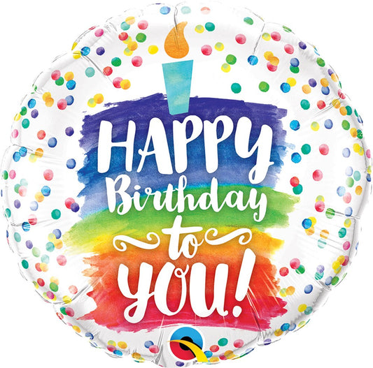 Globo de papel de aluminio de 18 pulgadas con pastel de arcoíris de feliz cumpleaños