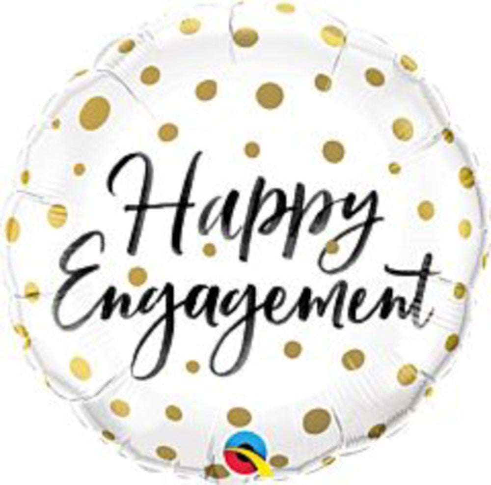 Qualatex Engagement Gold Dots 18in Foil Balloon