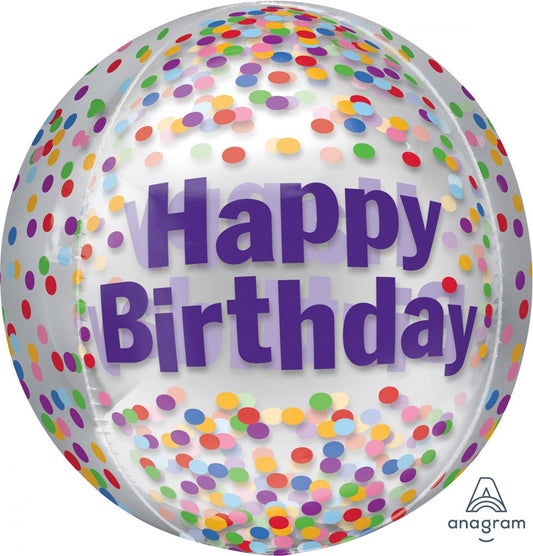 Anagram Happy Birthday Funfetti 16in ORBZ Balloon