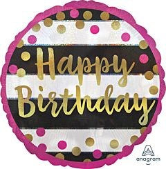 Pink and Gold Milestone Birthday Holographic 18in Foil Balloon