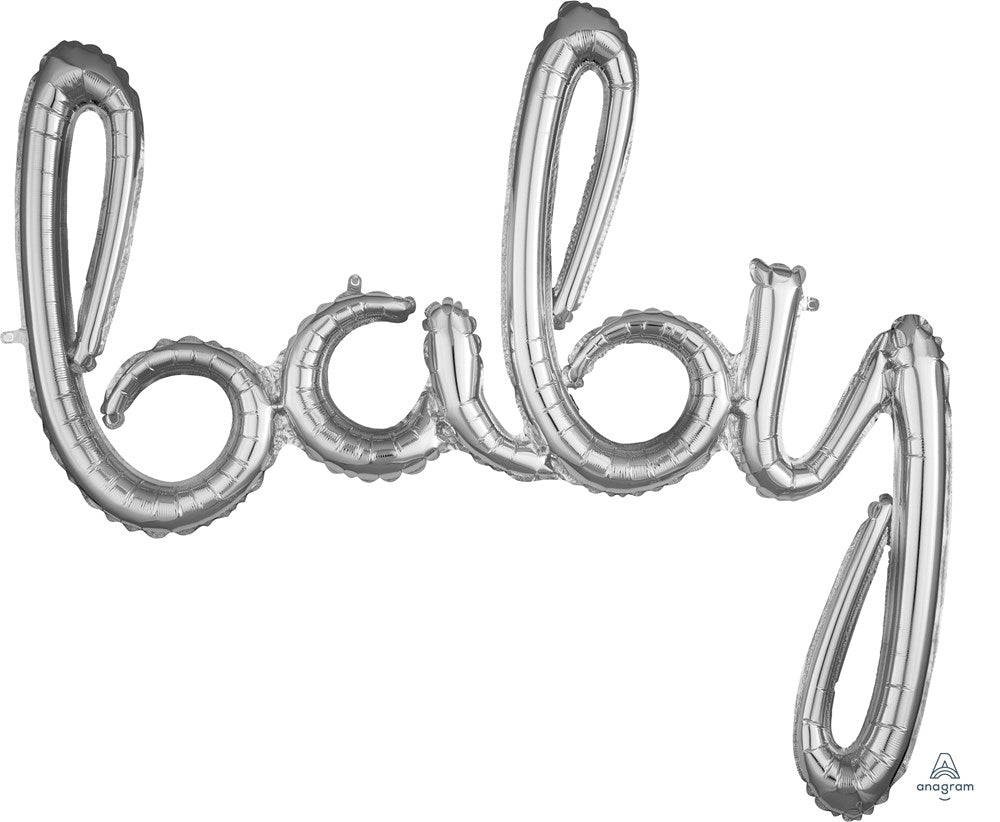 Anagram Balloon Baby Script 39x33 Silver