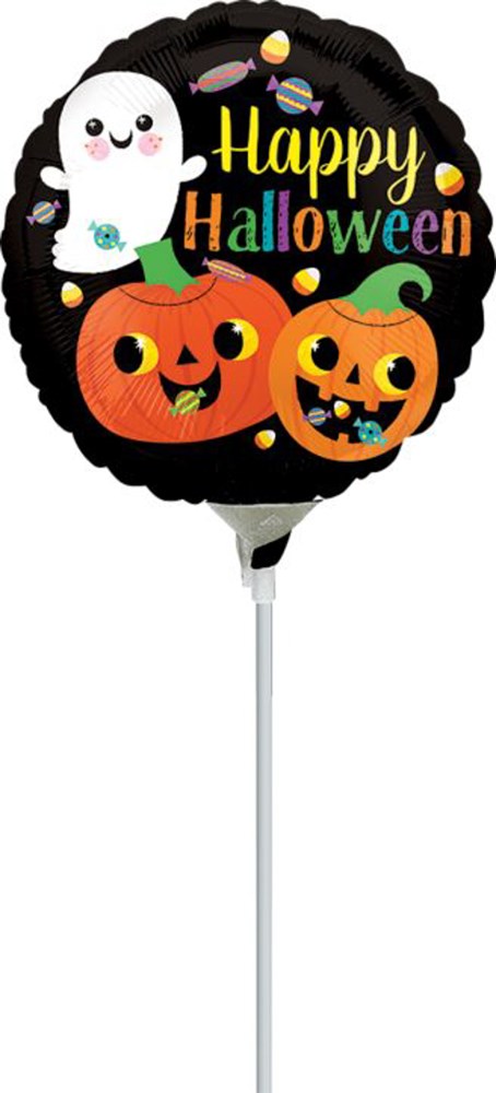 Happy Ghost/Pumpkins 9in Foil Balloon FLAT