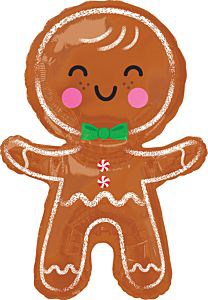 Anagrama Happy Gingerbread Man Globo de aluminio de 31 pulgadas