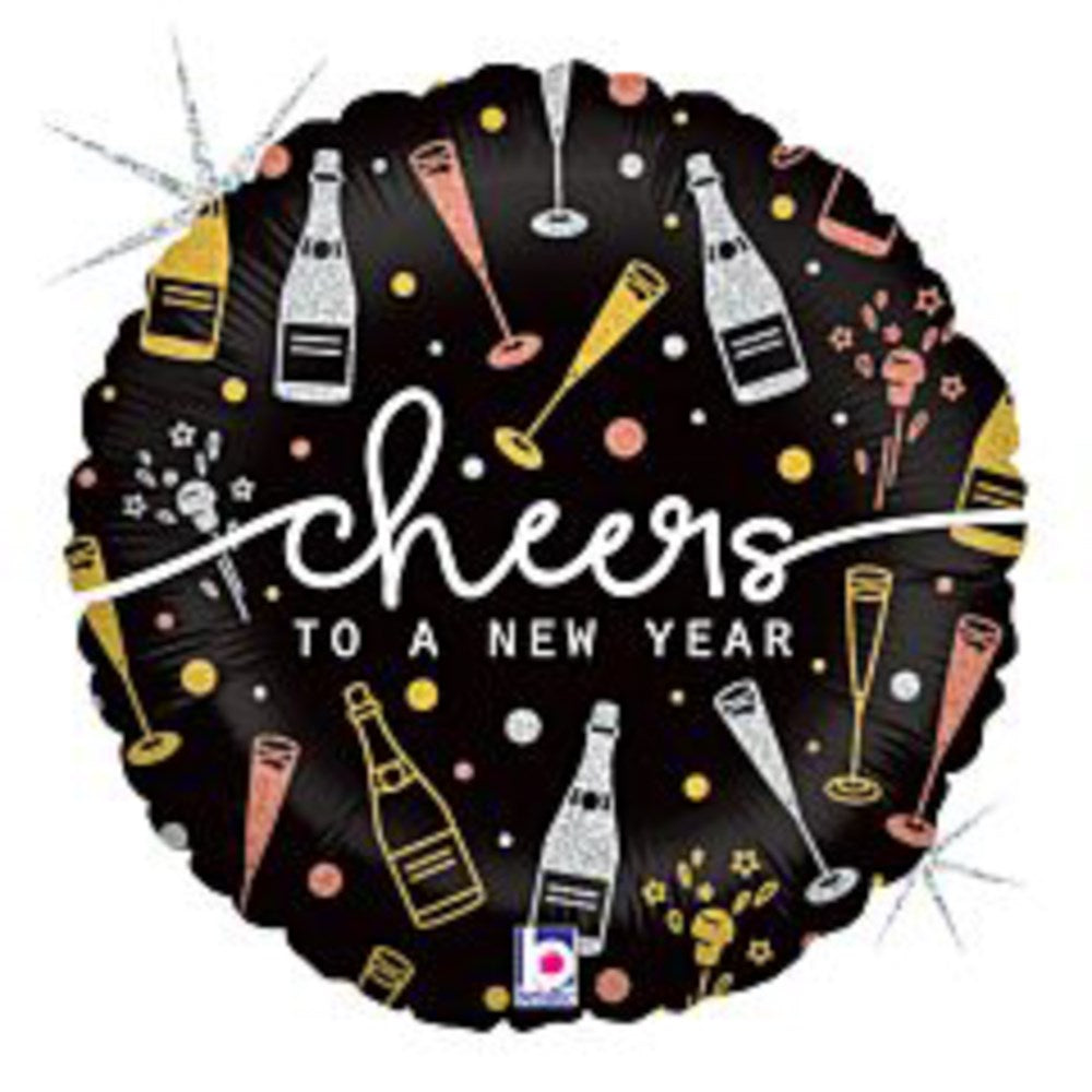 Betallic New Year Cheers Holographic 18in Foil Balloon