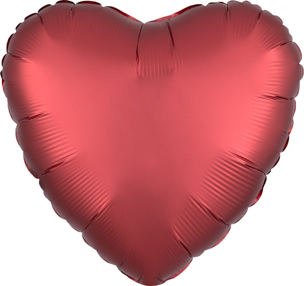 Luxe Sangria Satin Heart 17in Foil Balloon FLAT