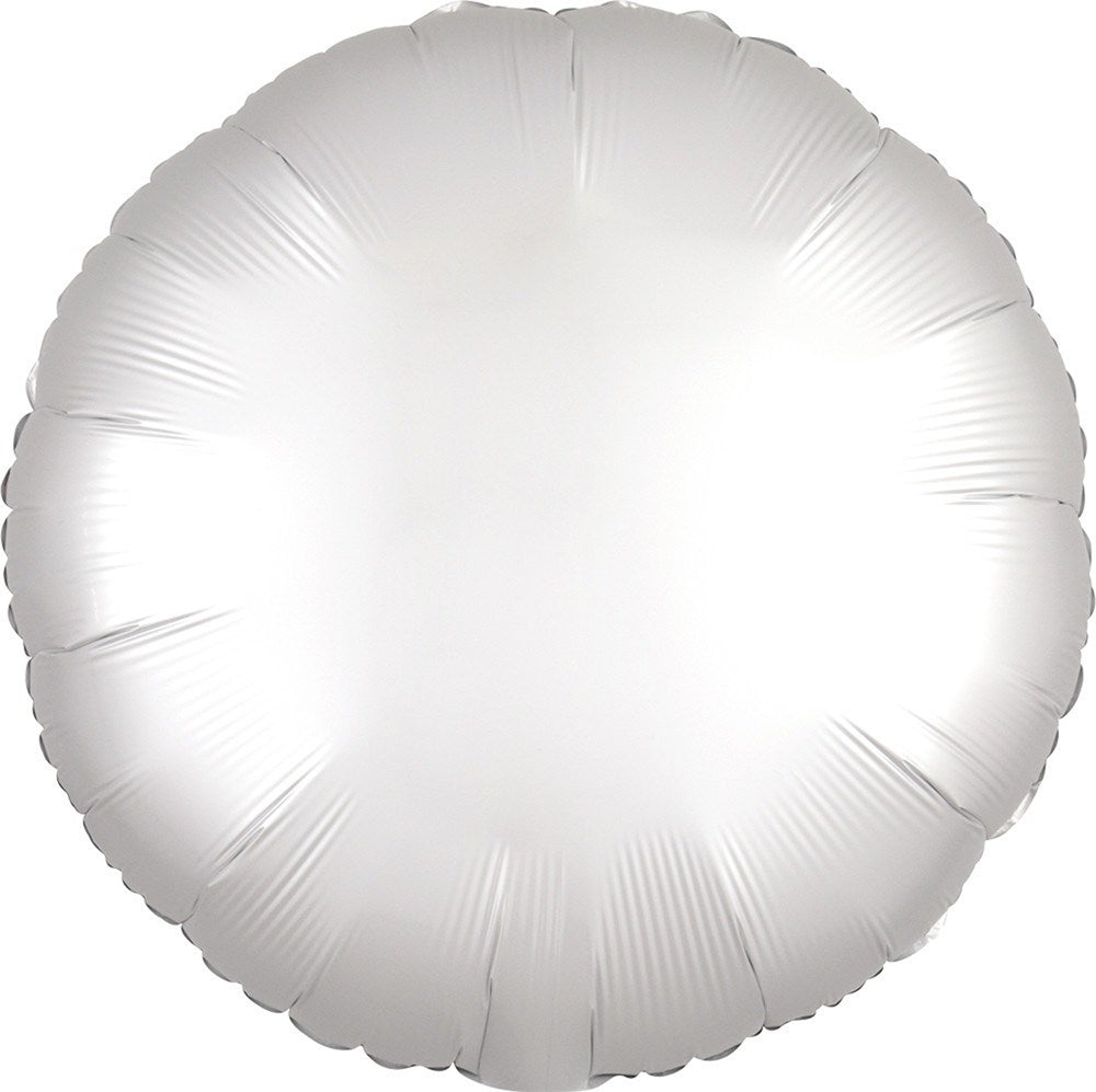 Globo de aluminio redondo de satén blanco lujoso de 17 pulgadas PLANO