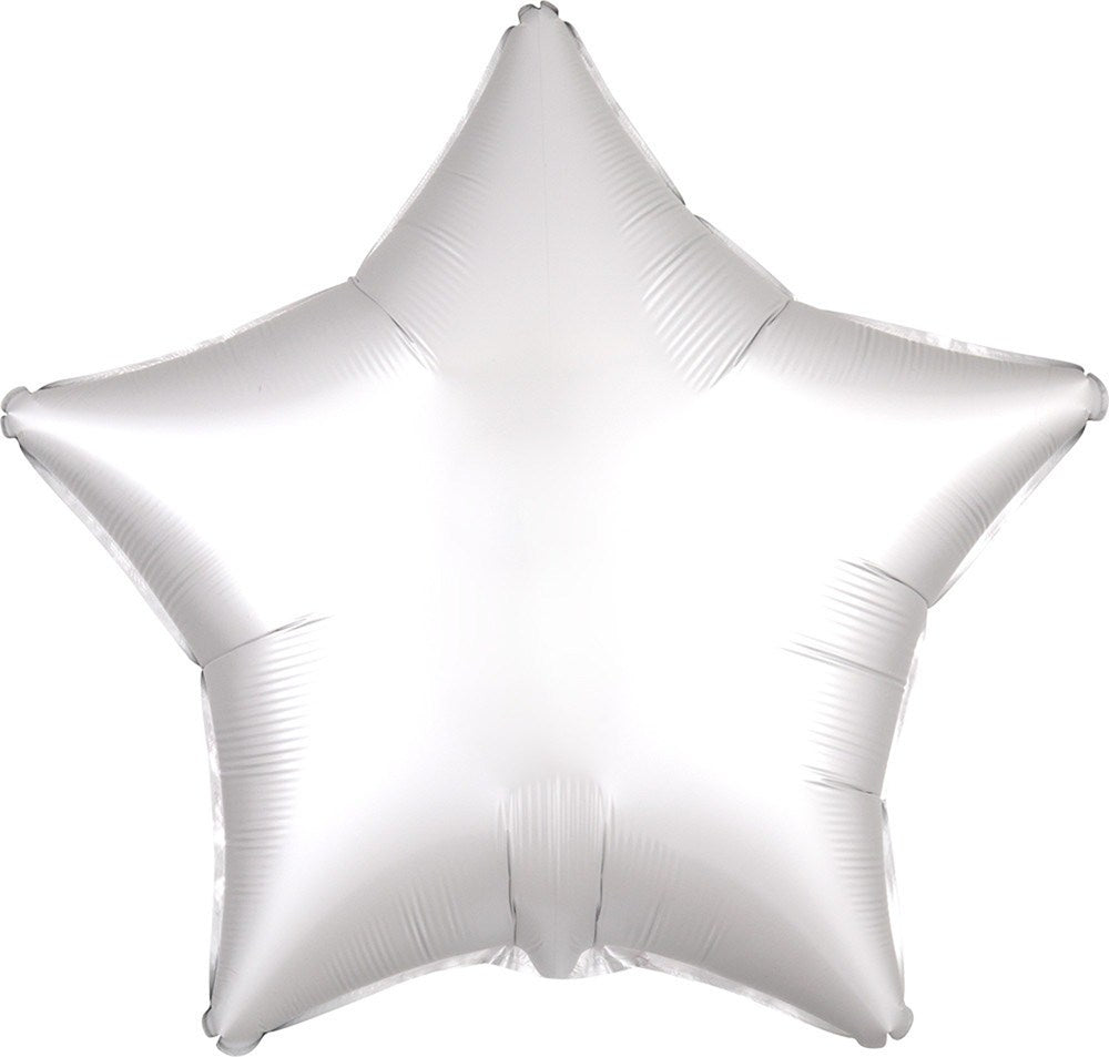 Luxe White Satin Star 19in Foil Balloon FLAT