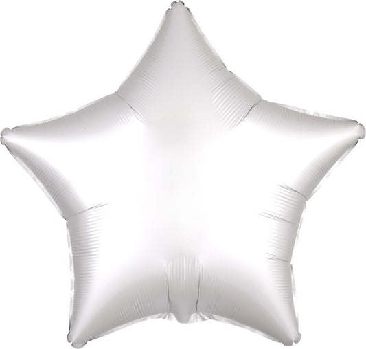 Globo de aluminio Luxe White Satin Star de 19 pulgadas PLANO