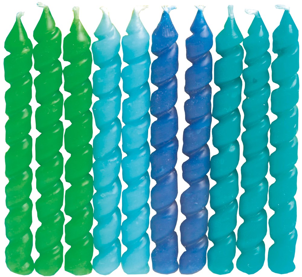 10 Blue and Green Spiral Bday Candle
