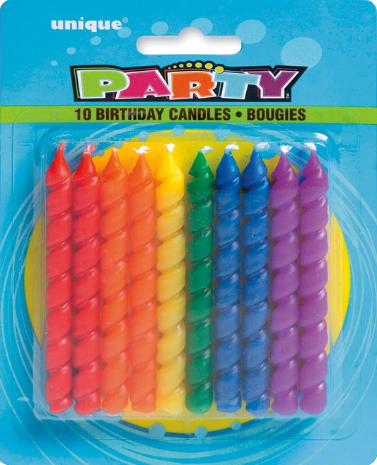 Rainbow Spiral Birthday Candle 10ct