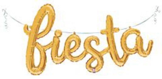 Betallic Fiesta Scriptgold 29 inch Air Filled Shaped Foil Balloon( packed w/straw & ribbon) 1ct