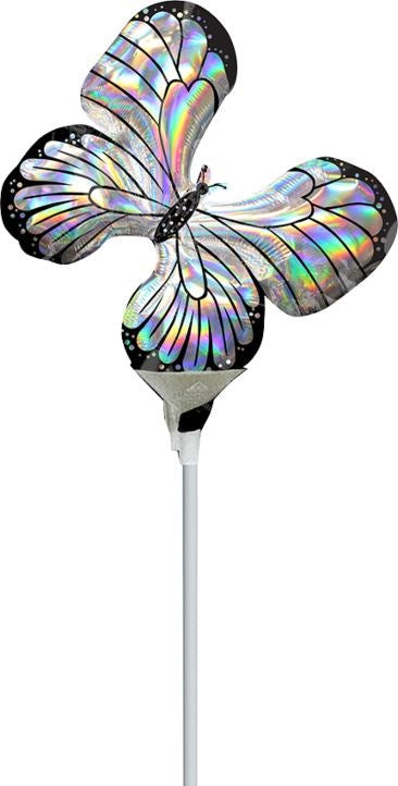 Anagrama Mariposa iridiscente Globo de aluminio de 14 pulgadas PLANO