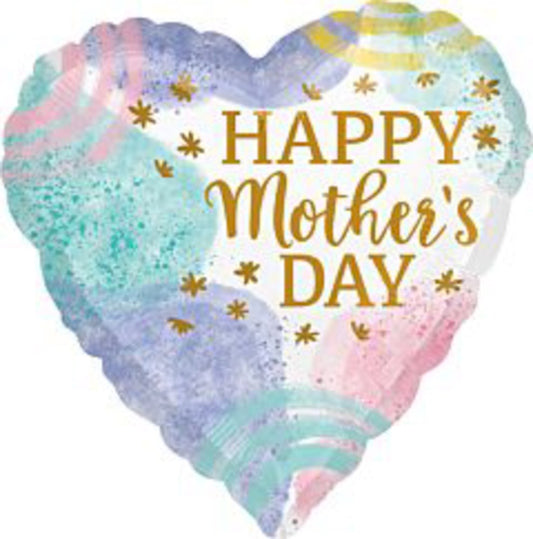 Anagram Happy Mother's Day Pastel Watercolor 17in Foil Balloon FLAT