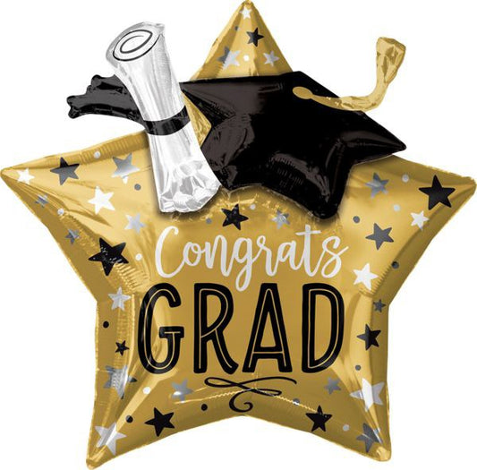 Anagram Grad Star, Cap and Diploma 28in Foil Balloon
