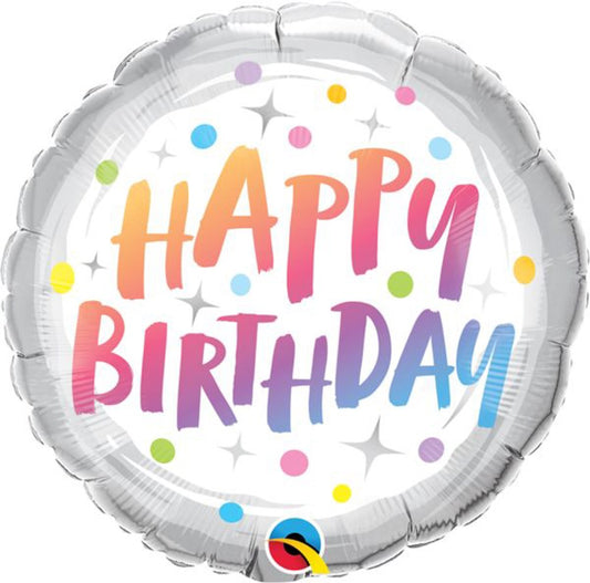 Globo de aluminio de 18 pulgadas con puntos arcoíris de cumpleaños