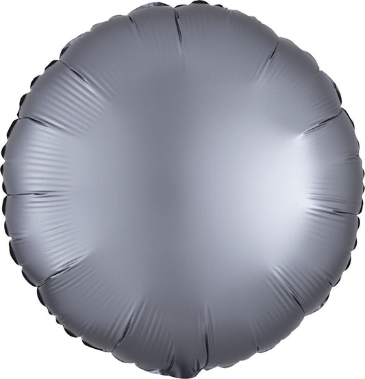 Luxe Graphite Satin Round 17in Foil Balloon FLAT