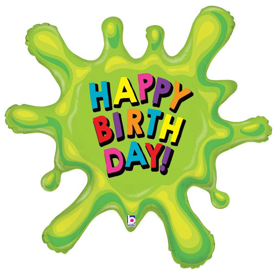 Betallic Birthday Slime 33 inch Shaped Foil Balloon Packaged 1ct