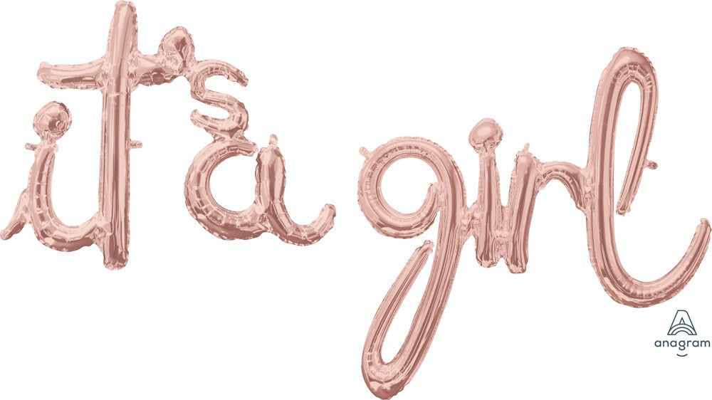 Anagram Balloon Its a Girl Script 60x29 Rose Gold