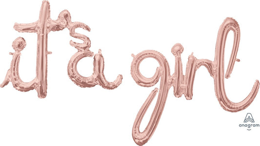 Anagram Balloon Its a Girl Script 60x29 Rose Gold