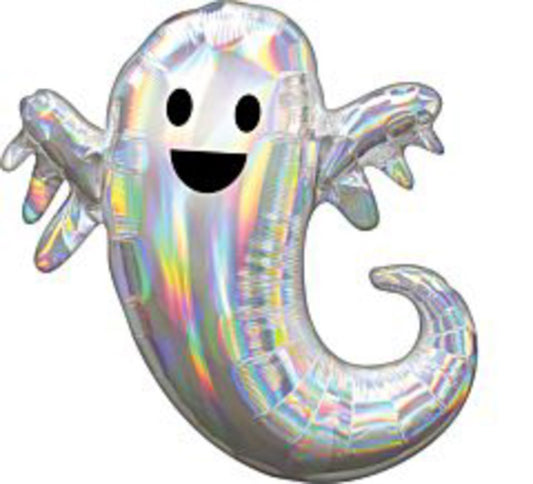 Halloween Iridescent Ghost 14in Foil Balloon FLAT