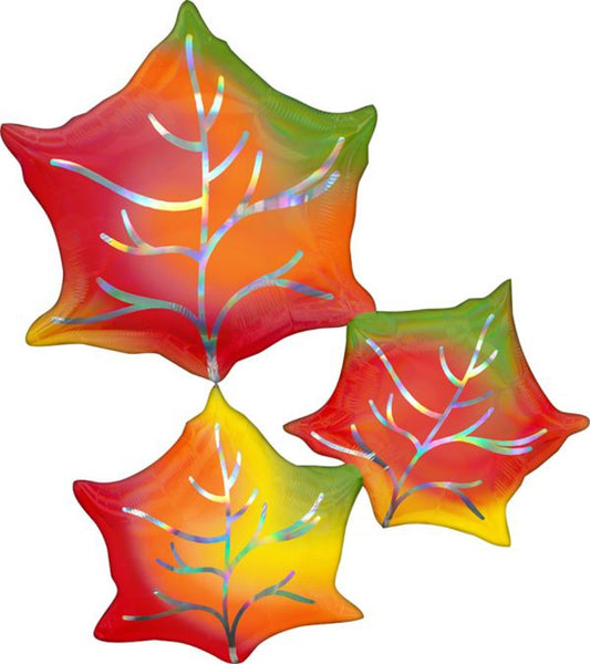 Iridescent Leaves 30in Foil Balloon