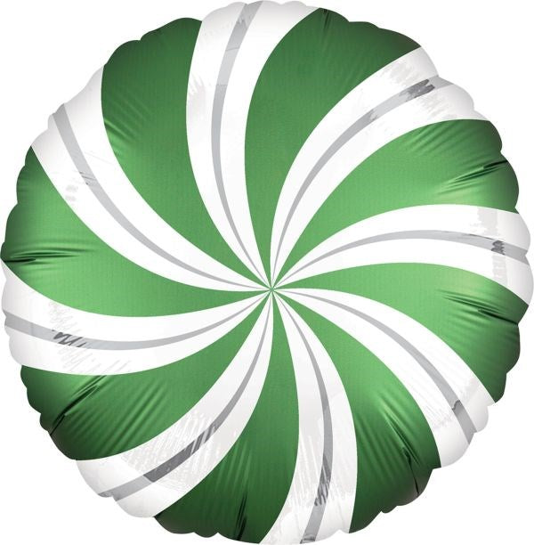 Anagrama Emerald Candy Swirls Globo de papel de aluminio de 18 pulgadas con infusión de satén PLANO
