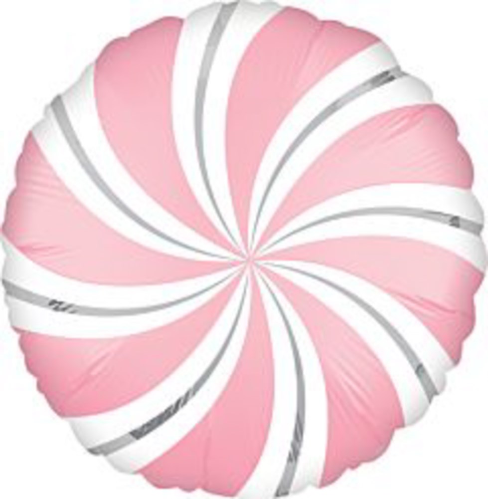 Anagram 18in Satin Pink Candy Swirl Foil Balloon FLAT