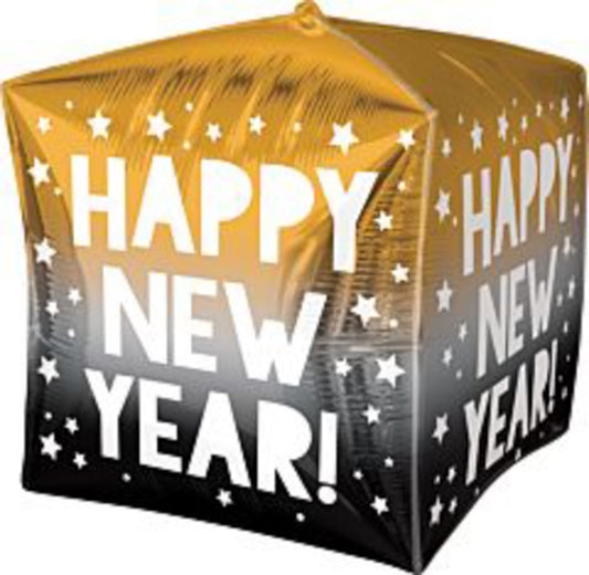 Happy New Year Stars 15in Cubez Foil Balloon