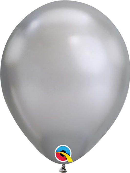 7in Qualatex Chrome Silver Latex Balloon 100ct