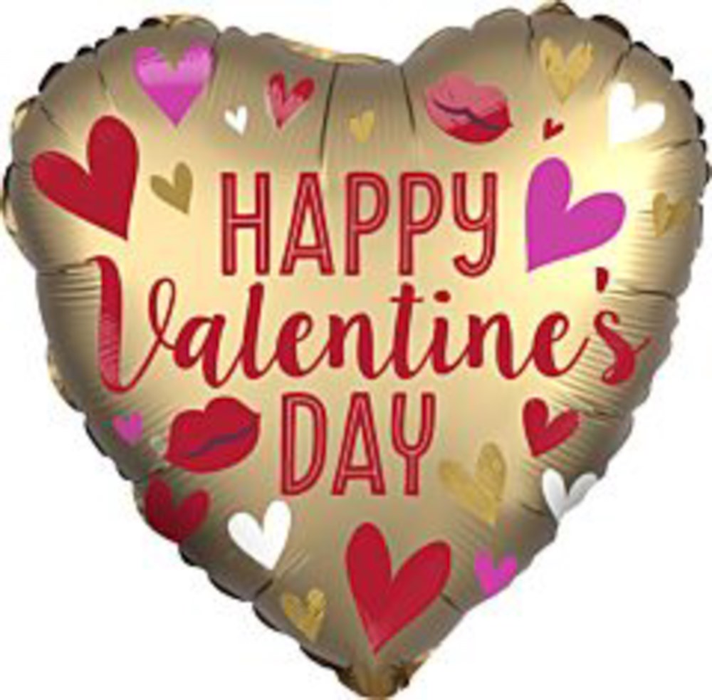 Anagrama Feliz Día de San Valentín Globo de papel de aluminio de satén dorado de 18 pulgadas
