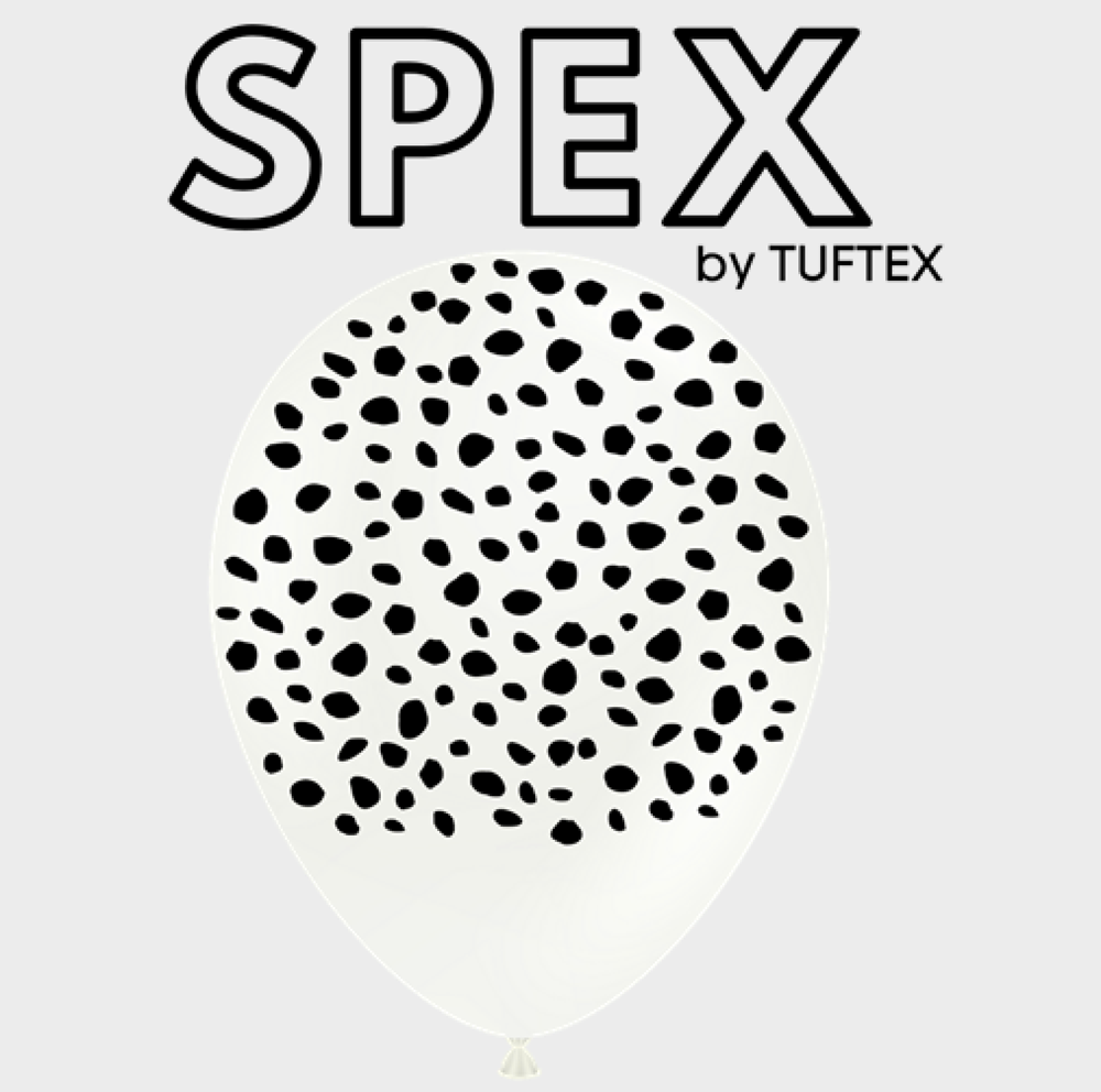 Globo de látex impreso con diseño Tuftex Spex de 11 pulgadas, 25 ct