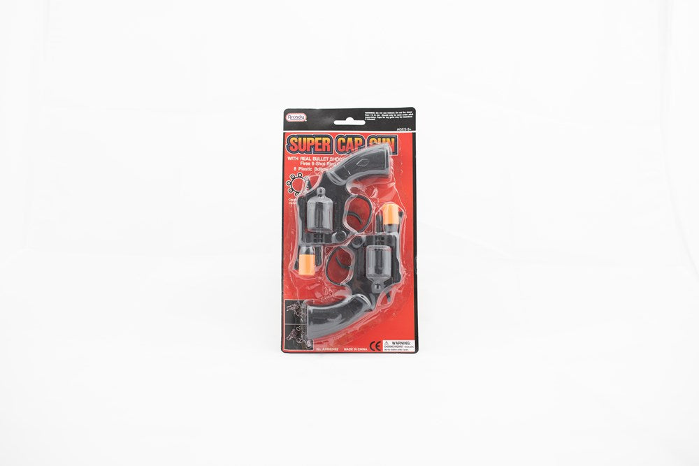 2Pc 6in Super Cap Toy Gun Set (Revolvers) In Blister Card