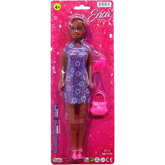 Muñeca Sofia negra de 11,5" con acceso en blíster, vestido completo