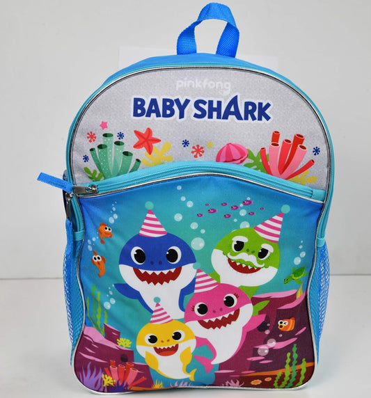 Baby Shark 16in Plain Front 1 Pocket Backpack