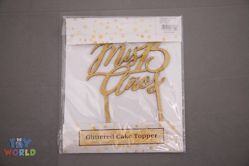 Cake Topper Mis Quinces Glitter Dorado