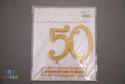 Cake Topper 50 Dorado Brillante