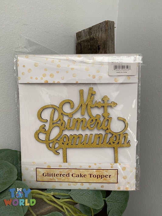 Cake Topper Glitter Mi Primera Comunión Dorado