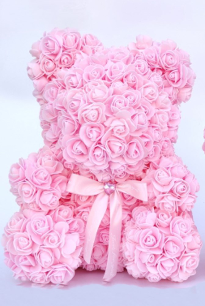 15in Foam Rose Bear Pink