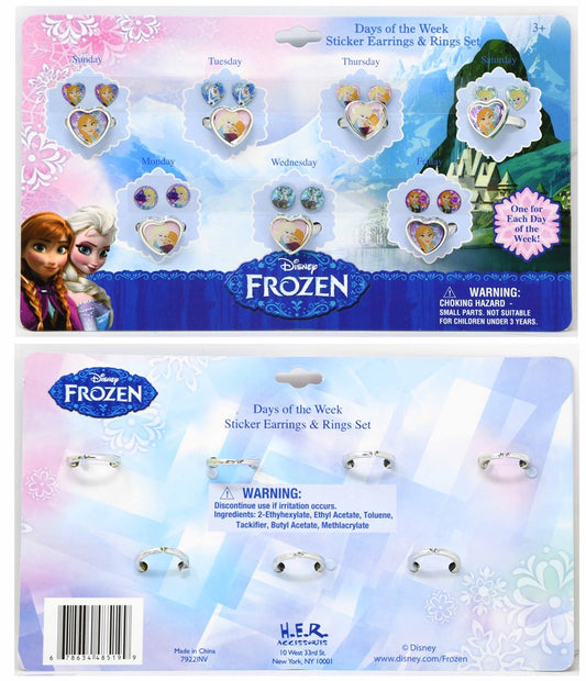 Disney Frozen 7 Días Anillo-Pendientes Set 6.75x4.25x1