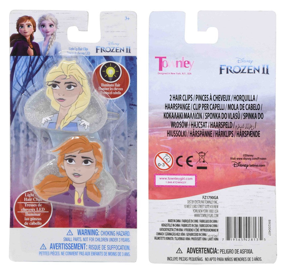 Frozen 2Pk Light Up Hair Clips On Card 2.75x.50x5.5